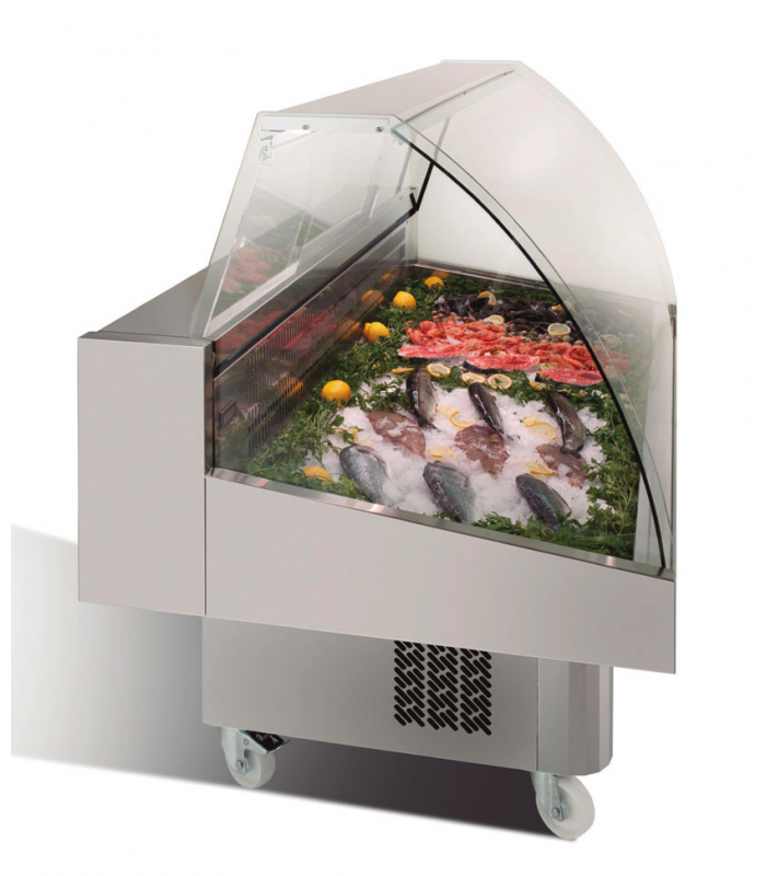 Vitrine réfrigérée sur roulettes pour poissonnerie